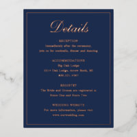 Blue Rose Gold Foil Wedding Card