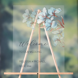 Blue Rose Gold Layered Flowers Transparent Acrylschild