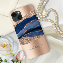 Blue Rose Gold Liquid Tinte Marmor Elegant