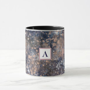 Blue & Rose Gold Paint Spritzer Abstrakter Glamour Tasse