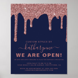 Blue Rose Gold Sparkline Glitzer Tropfen Business Poster
