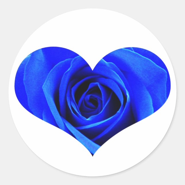 Blue Rose Heart Sticker (Vorderseite)