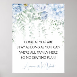 Blue Rose Hydrangeas No Seating Plan Hochzeit Poster