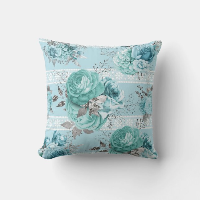Blue Rose Lace Kissen (Vorderseite)
