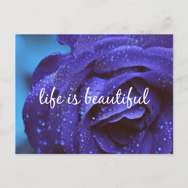 Blue Rose Life ist ein schönes Zitat Postkarte (Vorderseite)