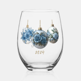 Blue Rose Ornament Trio Weinglas Ohne Stiel