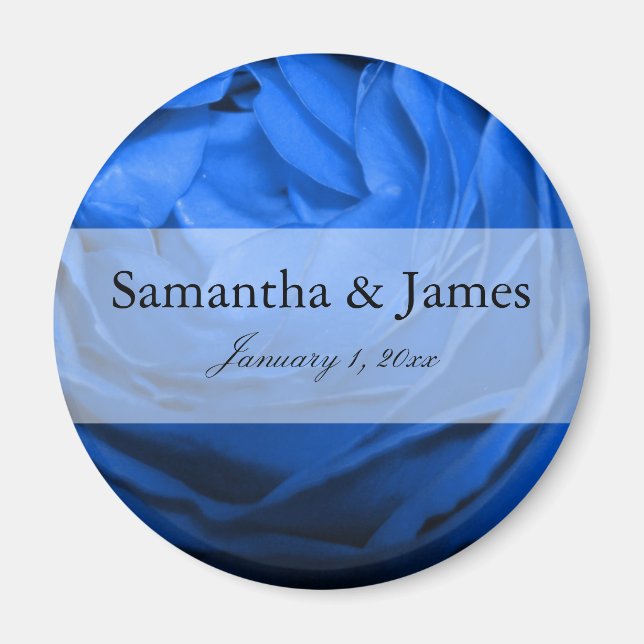 Blue Rose Personal Wedding Magnet (Vorne)