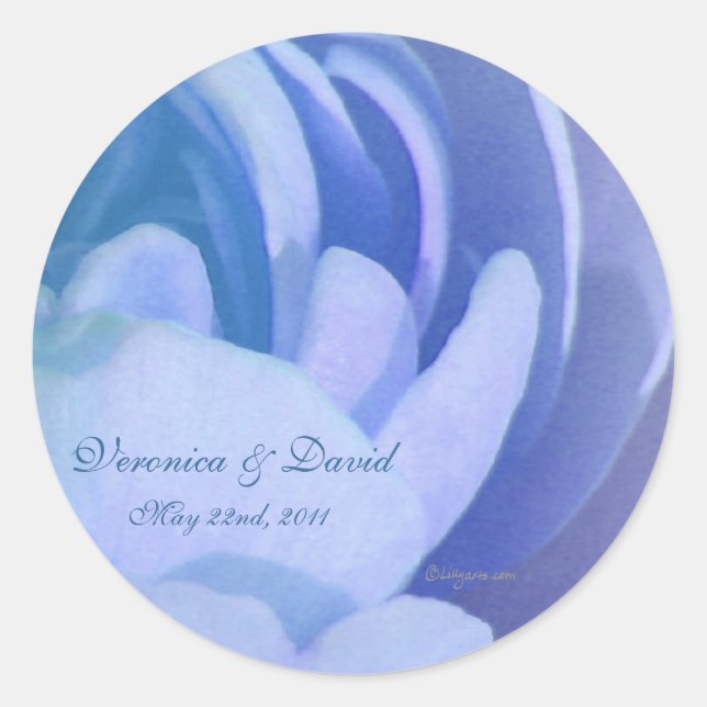 Blue Rose Petals Custom Wedding Umschlag Aufkleber (Vorderseite)