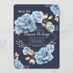 Blue Rose Quinceañera Einladung