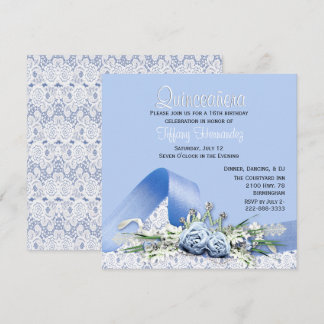 Blue Rose Quinceañera Geburtstagsfeier Einladung