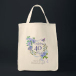Blue Rose Ribbon 40th Birthday Tragetasche<br><div class="desc">Lovely and elegant rose with butterfly.</div>