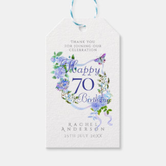 Blue Rose Ribbon 70th Birthday Geschenkanhänger