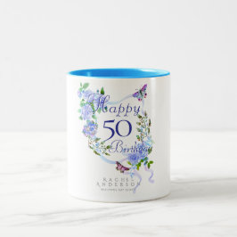 Blue Rose Ribbon Geburtstag Zweifarbige Tasse