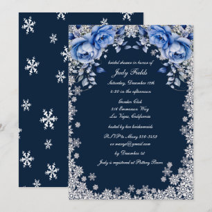Blue Rose Snowflake Weihnachten Brautparty Einladung