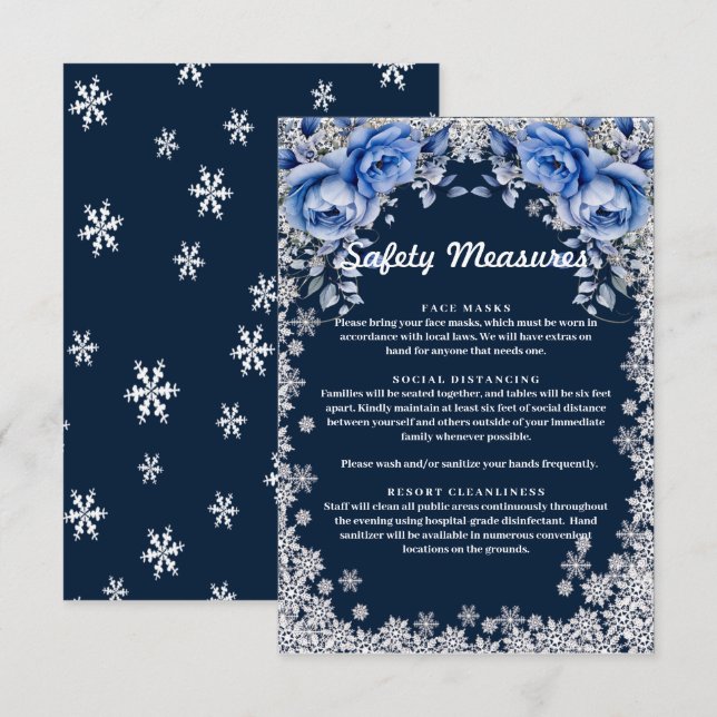 Blue Rose Snowflake Weihnachten Hochzeit Begleitkarte (Vorne/Hinten)