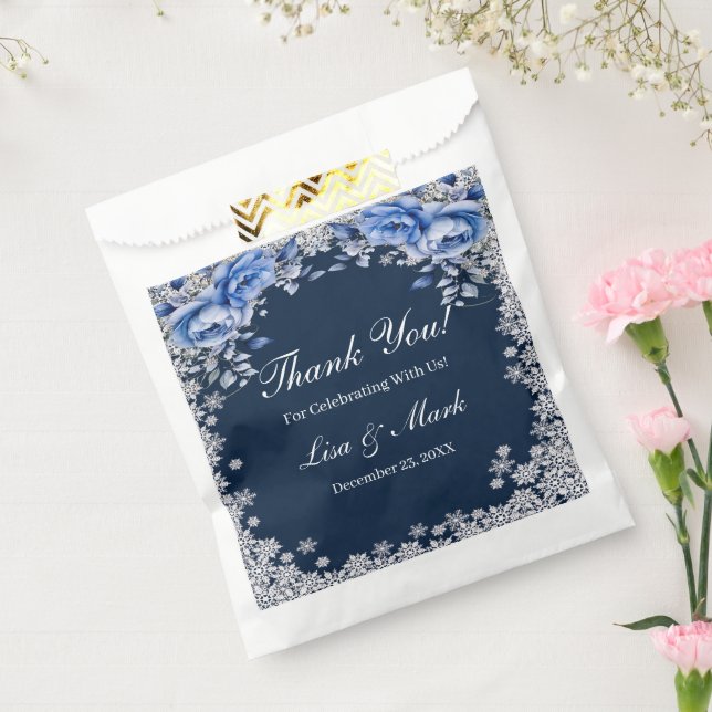 Blue Rose Snowflake Weihnachten Hochzeit Geschenktütchen (Versiegelt)