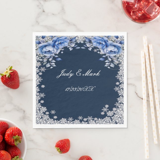 Blue Rose Snowflake Weihnachten Hochzeit Serviette (Beispiel)