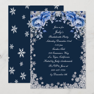 Blue Rose Snowflake Weihnachten Junggeselinnen-Abs Einladung