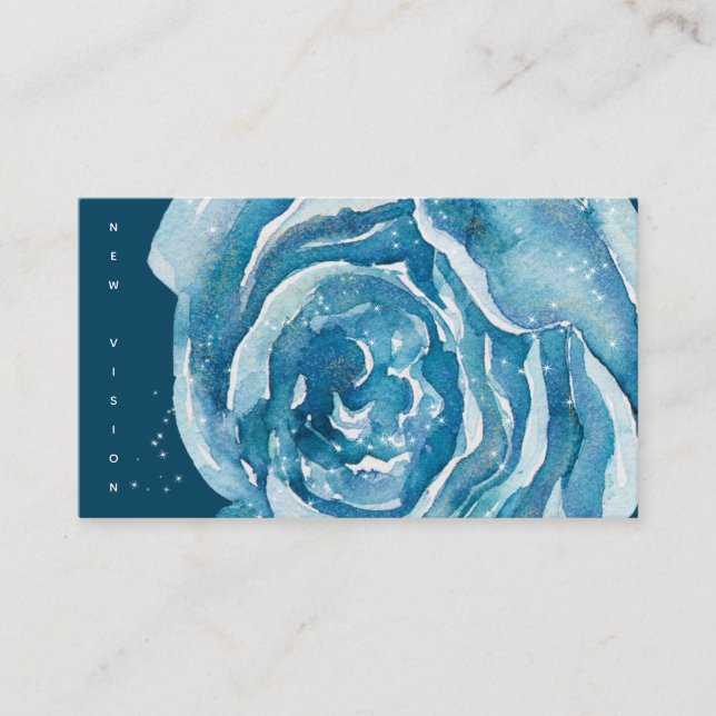 Blue Rose Sparkle US Business Card Visitenkarte (Vorderseite)