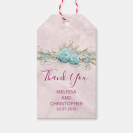 Blue Rose und Crown Floral Bouquet Wedding Danke Geschenkanhänger