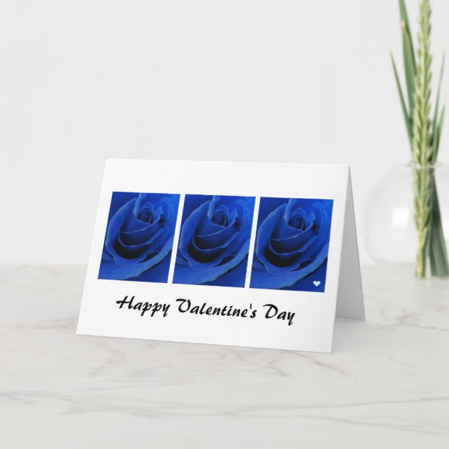 Blue Rose Valentine Card Feiertagskarte (Vorderseite)
