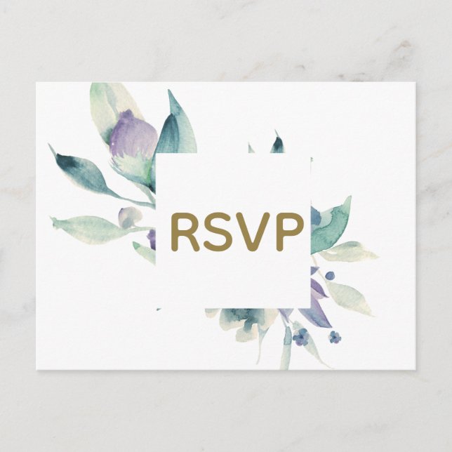 Blue Rose Watercolor Wedding RSVP Card Einladungspostkarte (Vorderseite)