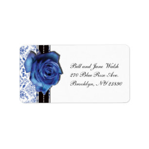Blue Rose Wedding Address Label Adressaufkleber