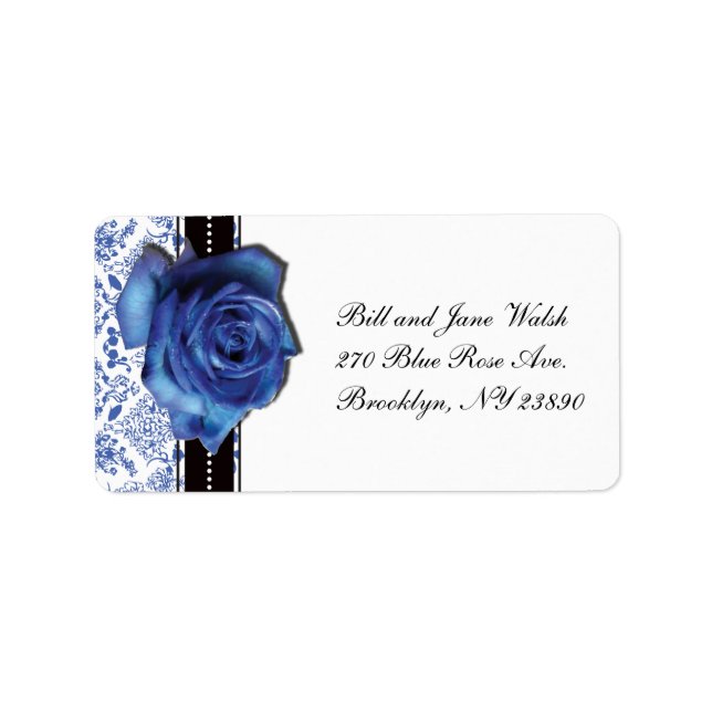 Blue Rose Wedding Address Label Adressaufkleber (Vorne)