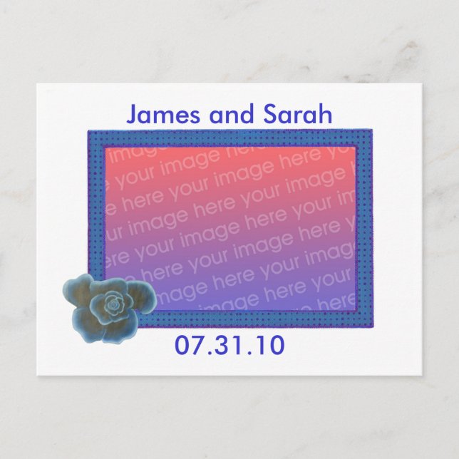 Blue Rose Wedding Foto Einladung Postkarten (Vorderseite)