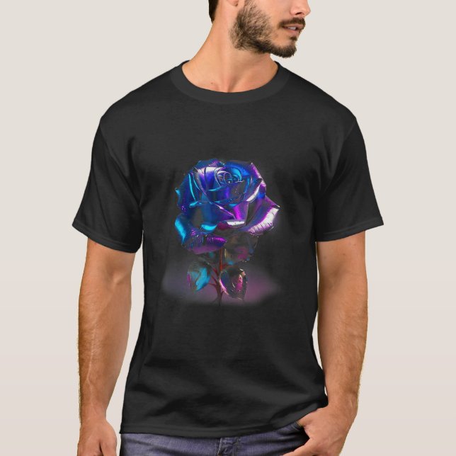 Blue Rose with Pink Flower T-Shirt (Vorderseite)