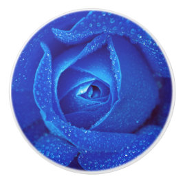 Blue Rosebud Rose Blume elegant Keramikknauf