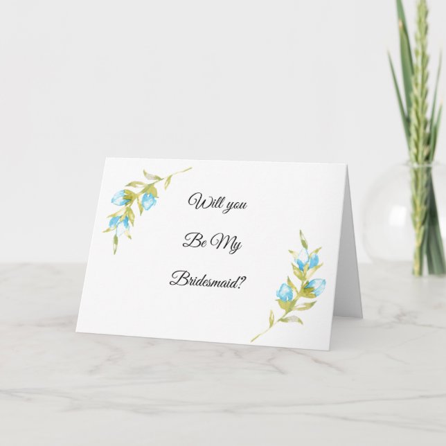 Blue Rosenknospe wirst du meine Bridesmaid sein? Karte (Vorderseite)