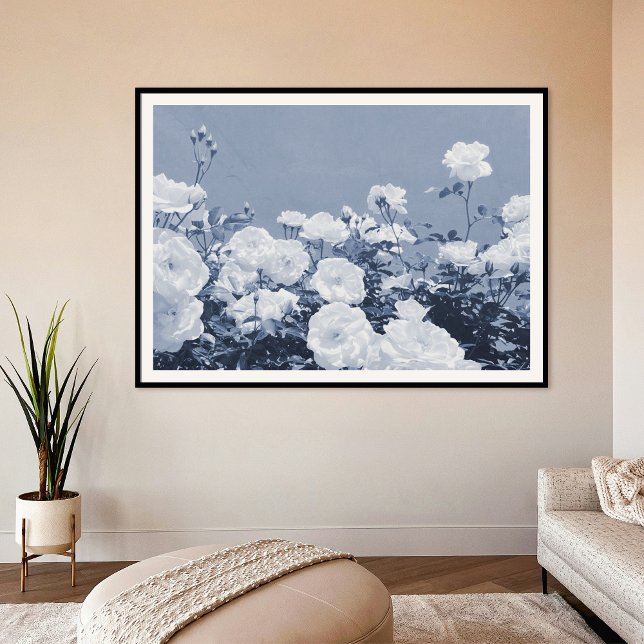 Blue Roses Floral Garden Photo Art Print Poster (Créateur téléchargé)