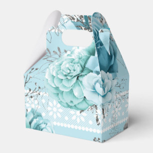 Blue Roses Lace and Silver details Geschenkschachtel