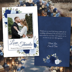 Blue Roses Love & Merci avec Note Photo Mariage