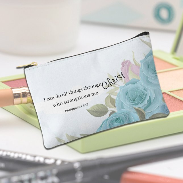 Blue Roses Personalized Faith-Based Zubehörtasche (Von Creator hochgeladen)