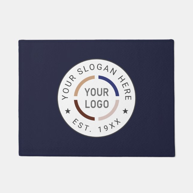Blue Round Custom Logo-Geschäft Fußmatte (Vorderseite)
