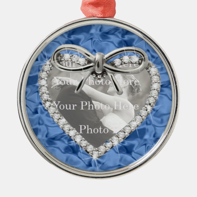 Blue Round Diamond Heart Frame Ornament (Vorne)