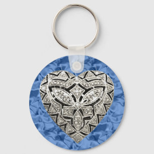 Blue Round Elegante Designer Herz Keychain Schlüsselanhänger