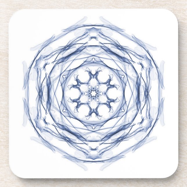 Blue Round Fraktal Design Untersetzer (Vorderseite)