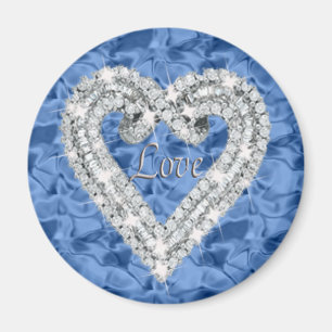Blue Round Liebe Diamond Heart Magnet