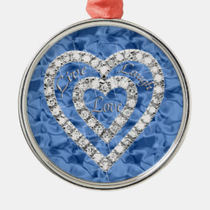 Blue Round Live Lagh Liebe Diamant Herzlich Willko Silbernes Ornament