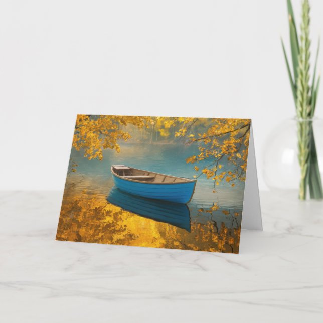 Blue Rowboat - Herbst zum Geburtstag Karte (Vorderseite)