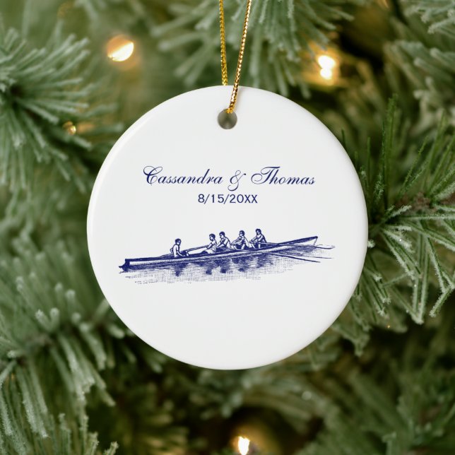 Blue Rowers Crew Team Wassersport Keramik Ornament (Baum)