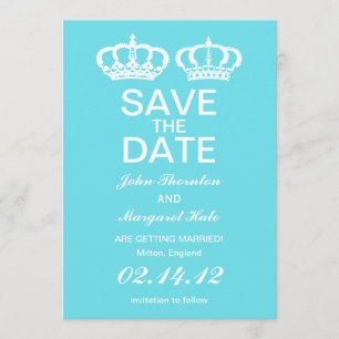 Blue Royal Couple Save the Date Einladung