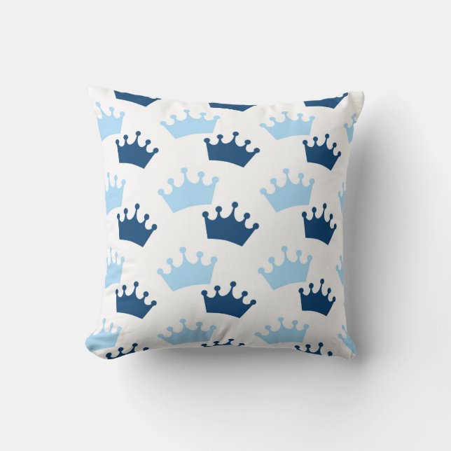 Blue Royal Crowns Fairytale Prince Storybook Dekor Kissen (Vorderseite)
