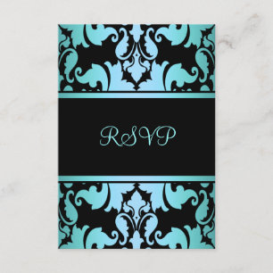 Blue Royal Damask UAWG RSVP Karte