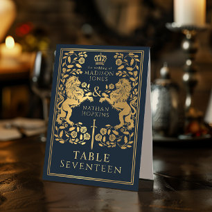 Blue Royal Medieval Lion Wedding Tischaufsteller