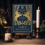 Blue Royal Medieval Lion Wedding Tischnummer<br><div class="desc">Feiern Sie Ihren besonderen Tag mit diesem Royal Medieval Lion Wedding Design. Das Design auf der Rückseite des Einladens ist KEINE echte Goldfolie. Artikel werden genau so gedruckt, wie sie auf Ihrem Bildschirm erscheinen, wenn Sie dem Warenkorb hinzufügen, sodass Sie jede Tischnummer, die Sie benötigen, individuell anpassen und hinzufügen können....</div>