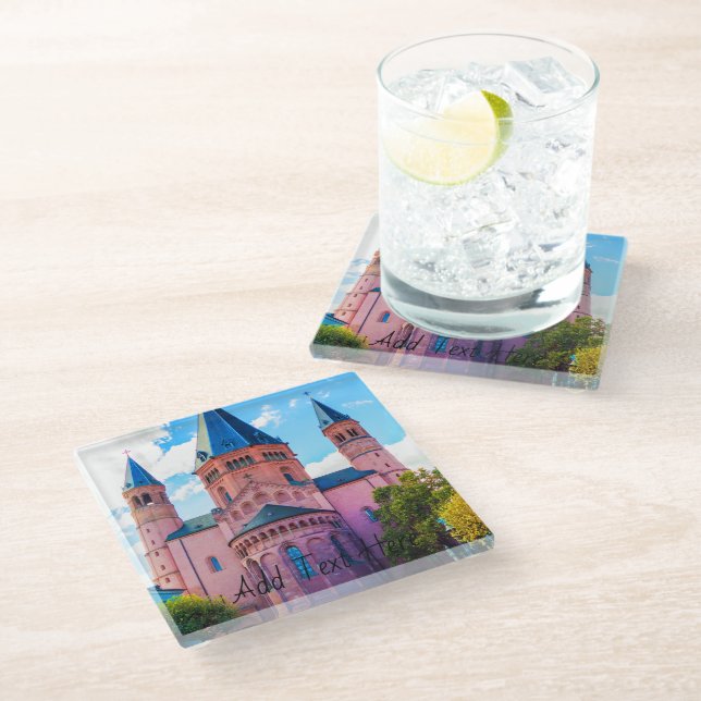 Blue Royalty Castle mit Cloudy Skies Glasuntersetzer (Schrägansicht)